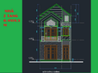 File [Cad + Dự Toán] Nhà ở gia đình 2 tầng 6.4x14.5m